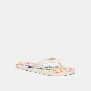 Coach Multicolor Signature Print Flip Flop Sandals